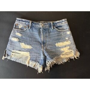 Abercrombie & Fitch Jean Shorts Womens 29/8 Blue Denim Annie High Rise Raw Hem